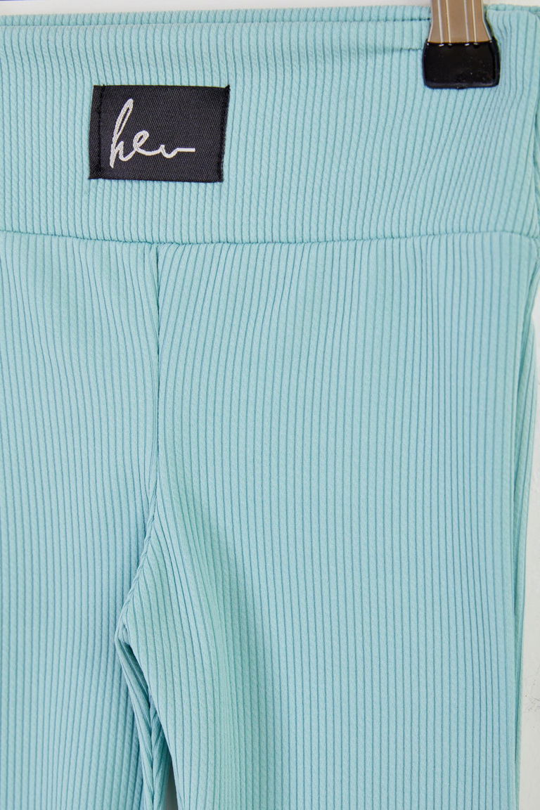 Kız Çocuk Mint Şardonlu İspanyol Paça Pantolon - 26467 - TOFİSA