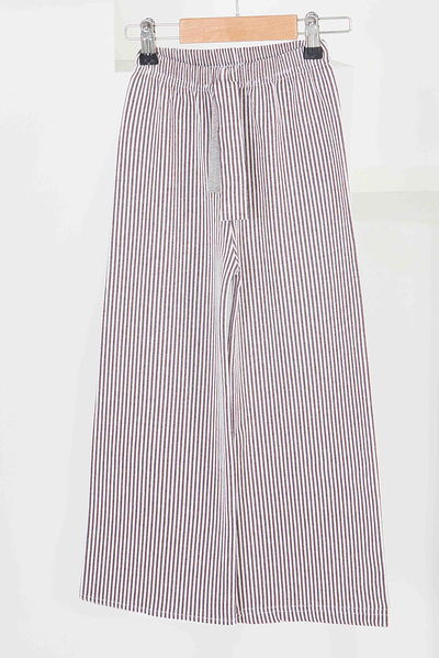 Kız Çocuk Mor Çizgili Beli Lastikli Pantolon - 27448 