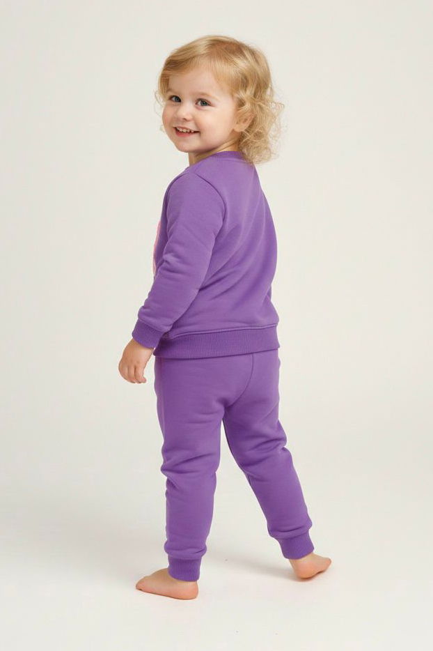 Kız Çocuk Mor Kanguru Cepli Takım - 28190-MOR - 2
