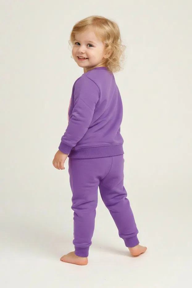 Kız Çocuk Mor Kanguru Cepli Takım - 28190-MOR - TOFİSA