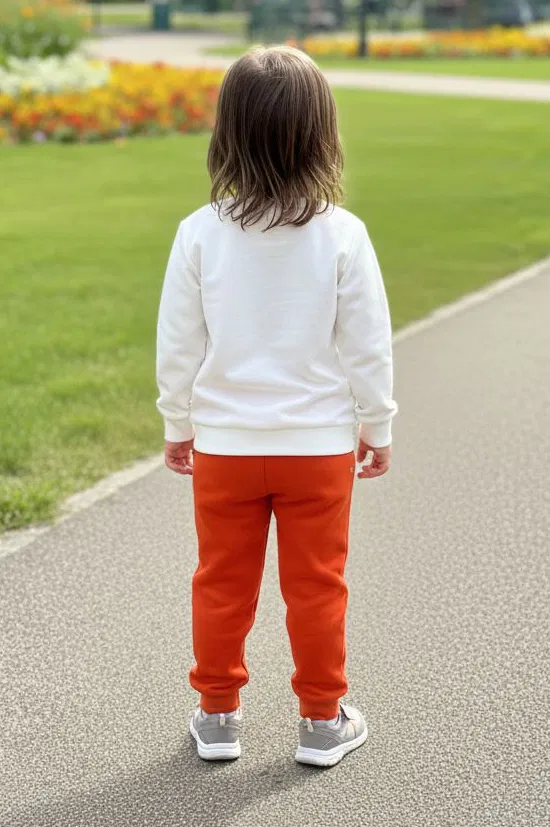 Kız Çocuk Oranj Baskılı Pijama Takımı - 28163-ORANJ - TOFİSA