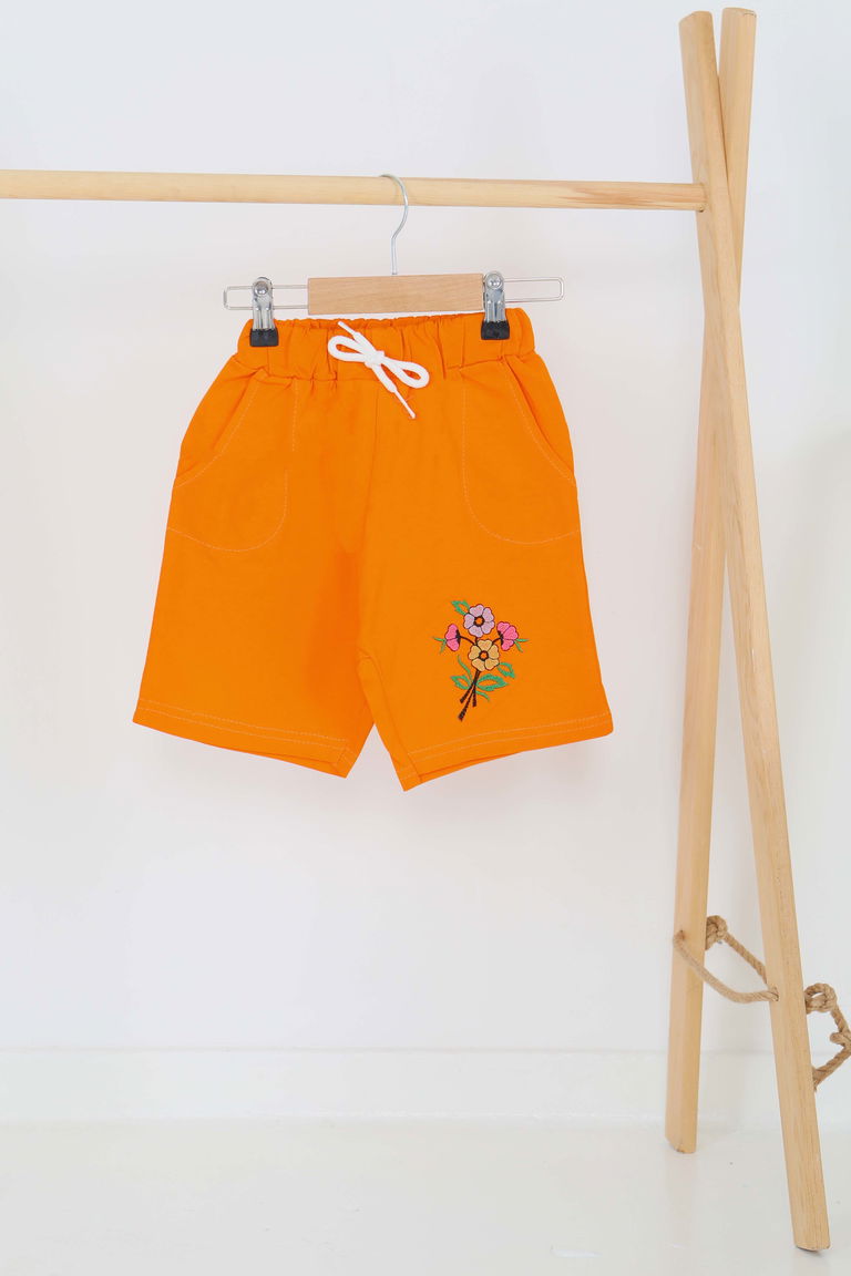Kız Çocuk Oranj Baskılı Şort - 27331 - TOFİSA