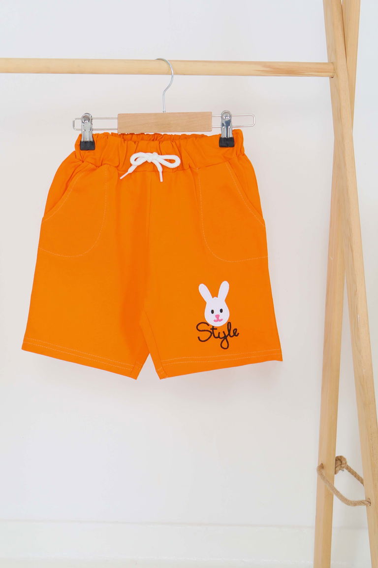 Kız Çocuk Oranj Baskılı Şort - 27334 - TOFİSA