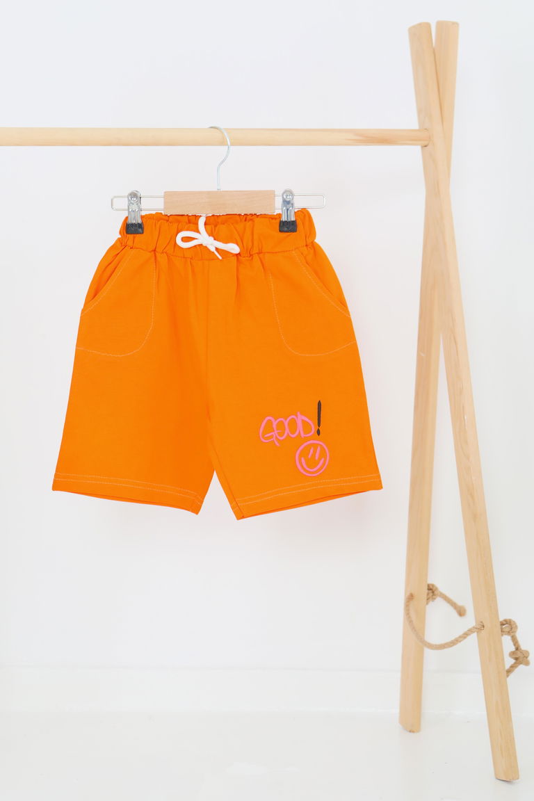 Kız Çocuk Oranj Baskılı Şort - 27460 - TOFİSA