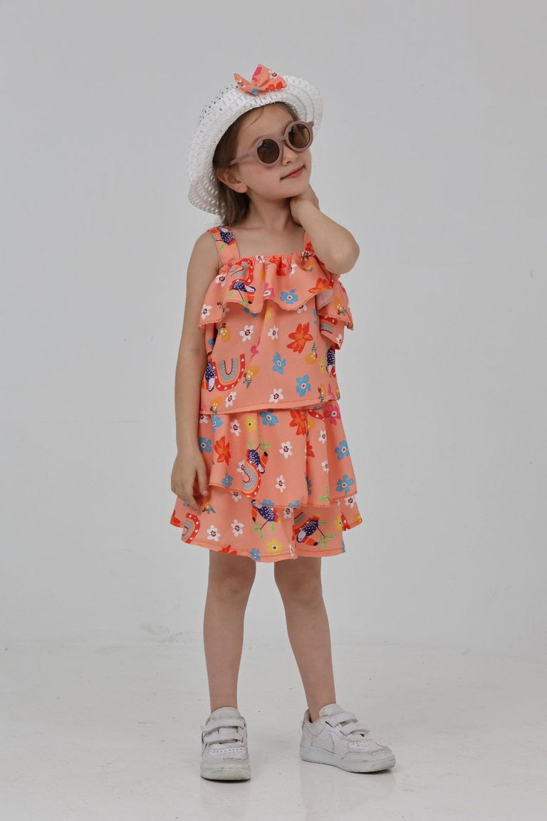 Kız Çocuk Oranj Gökkuşağı Takım - 27209 - TOFİSA