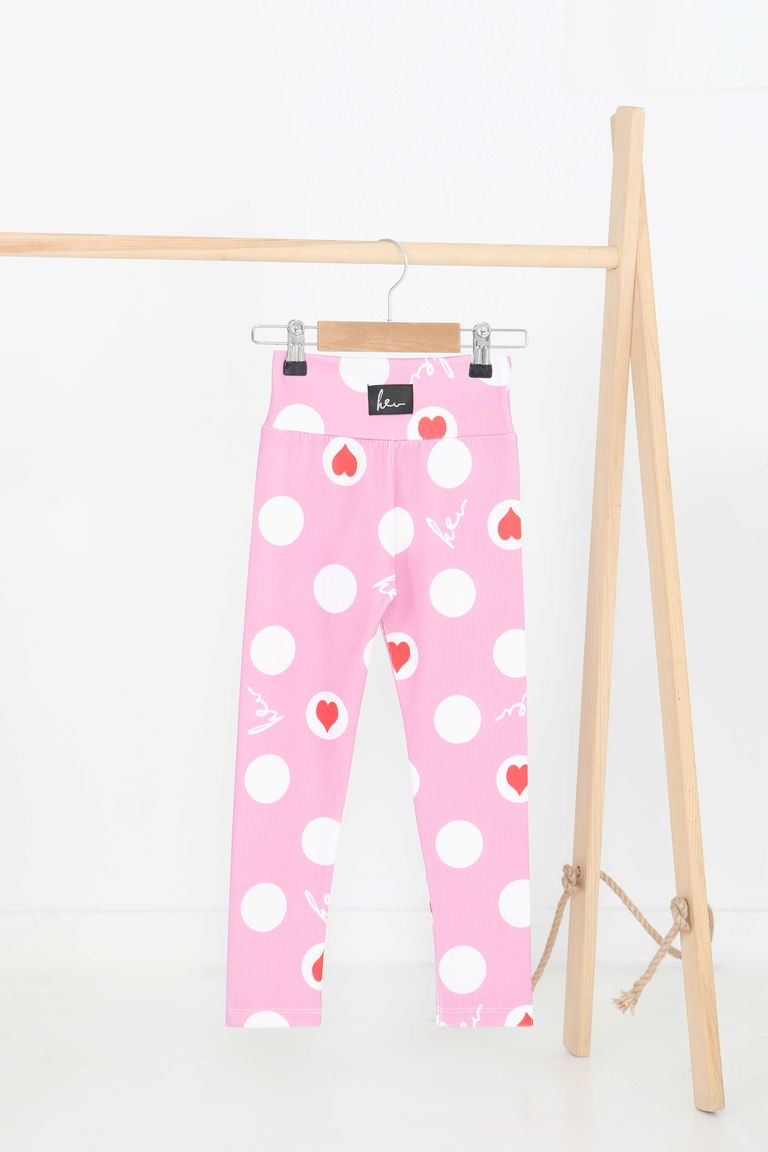 Kız Çocuk Pembe Baskılı Armalı Tayt - 27201