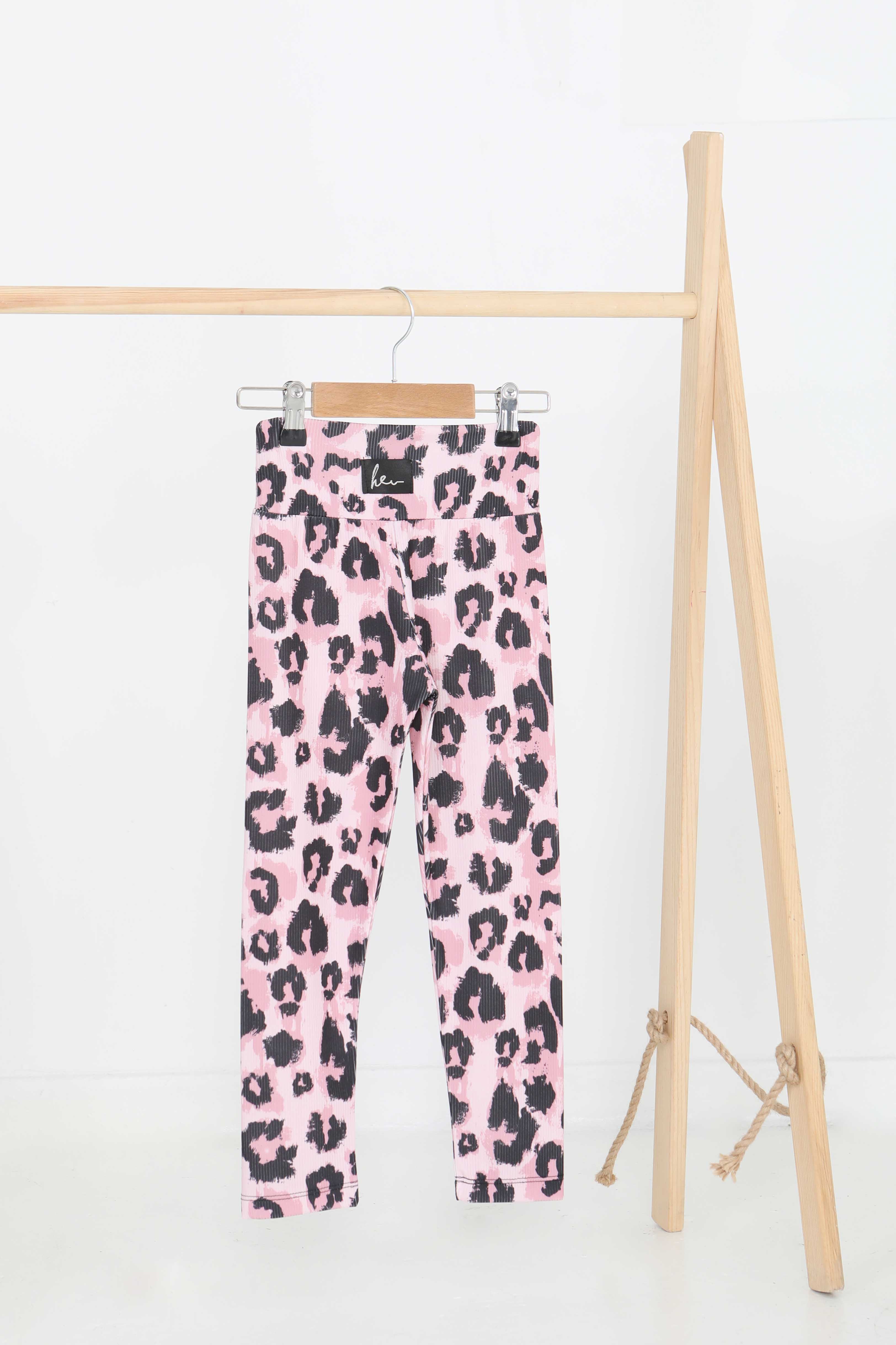 Kız Çocuk Pembe Baskılı Armalı Tayt - 27203 - 1