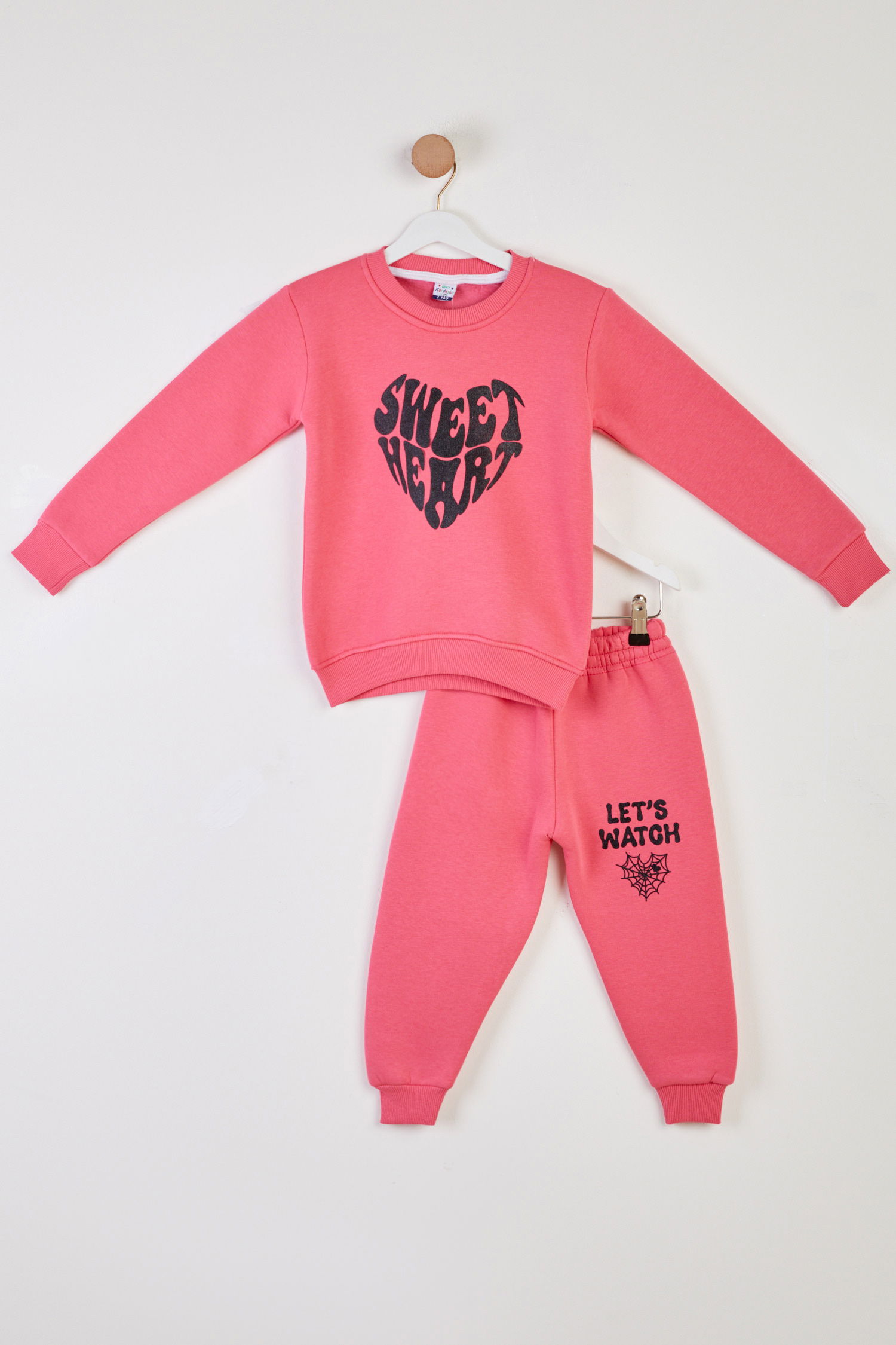 Kız Çocuk Pembe Baskılı İkili Takım - 26436 - 1