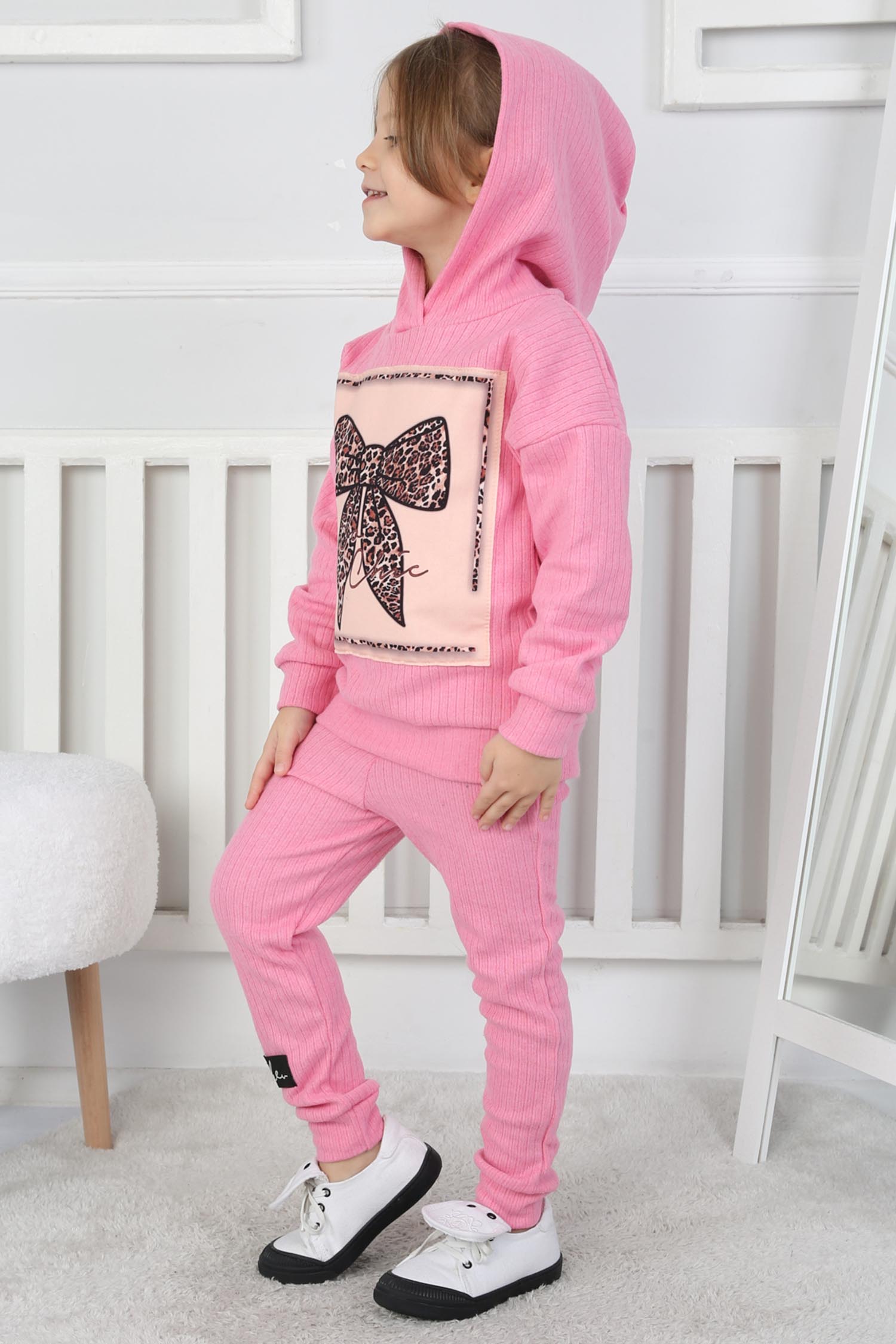 Kız Çocuk Pembe Baskılı İkili Takım - 26794 - 3