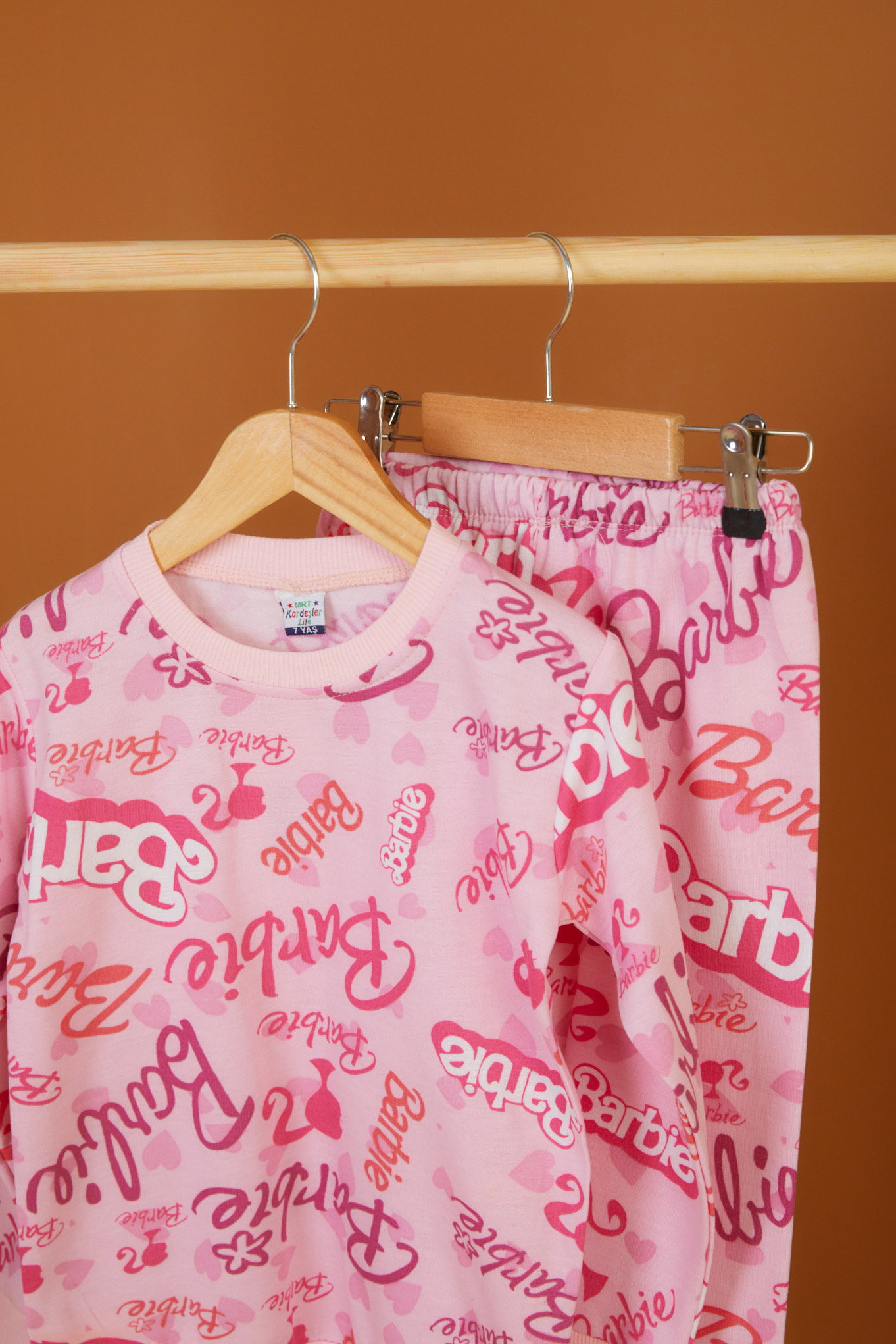 Kız Çocuk Pembe Baskılı Pijama Takımı - 26559 - 2