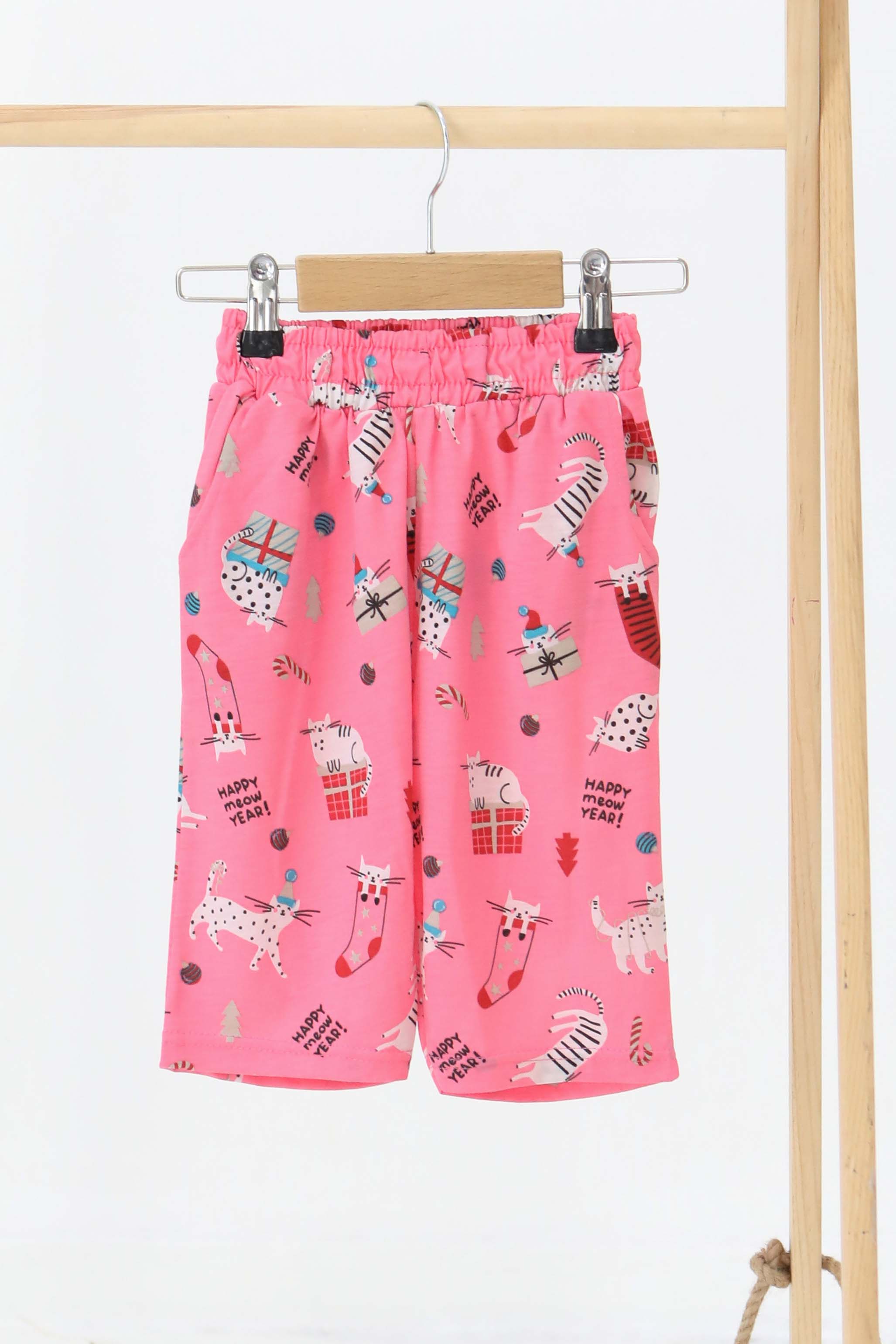 Kız Çocuk Pembe Baskılı Şort - 27322 - 1