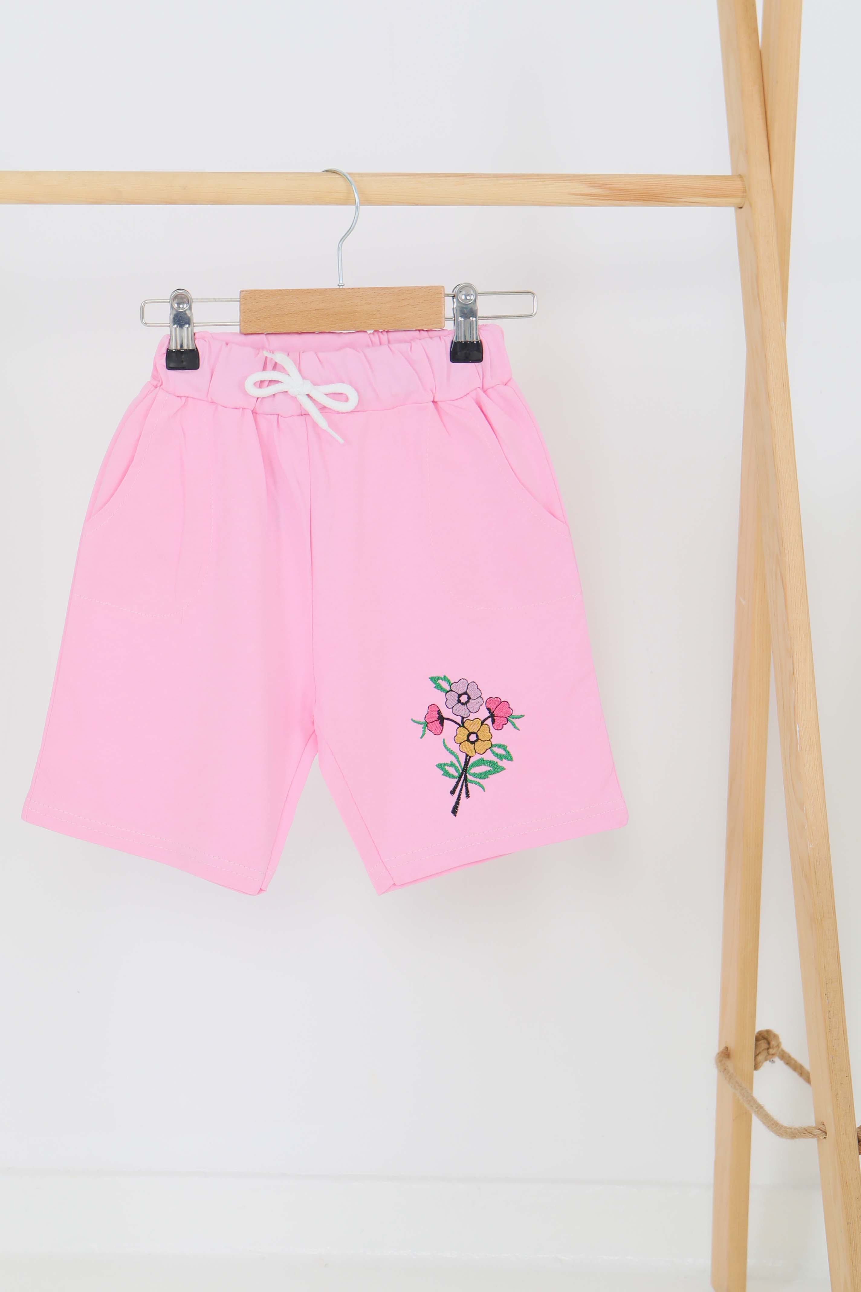 Kız Çocuk Pembe Baskılı Şort - 27331 - 1