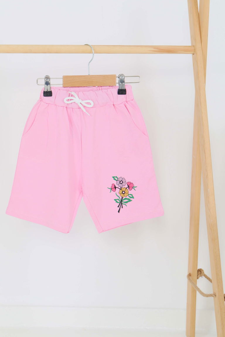Kız Çocuk Pembe Baskılı Şort - 27331 - TOFİSA