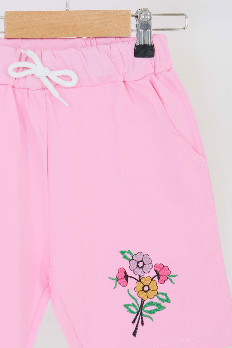 Kız Çocuk Pembe Baskılı Şort - 27331 - TOFİSA