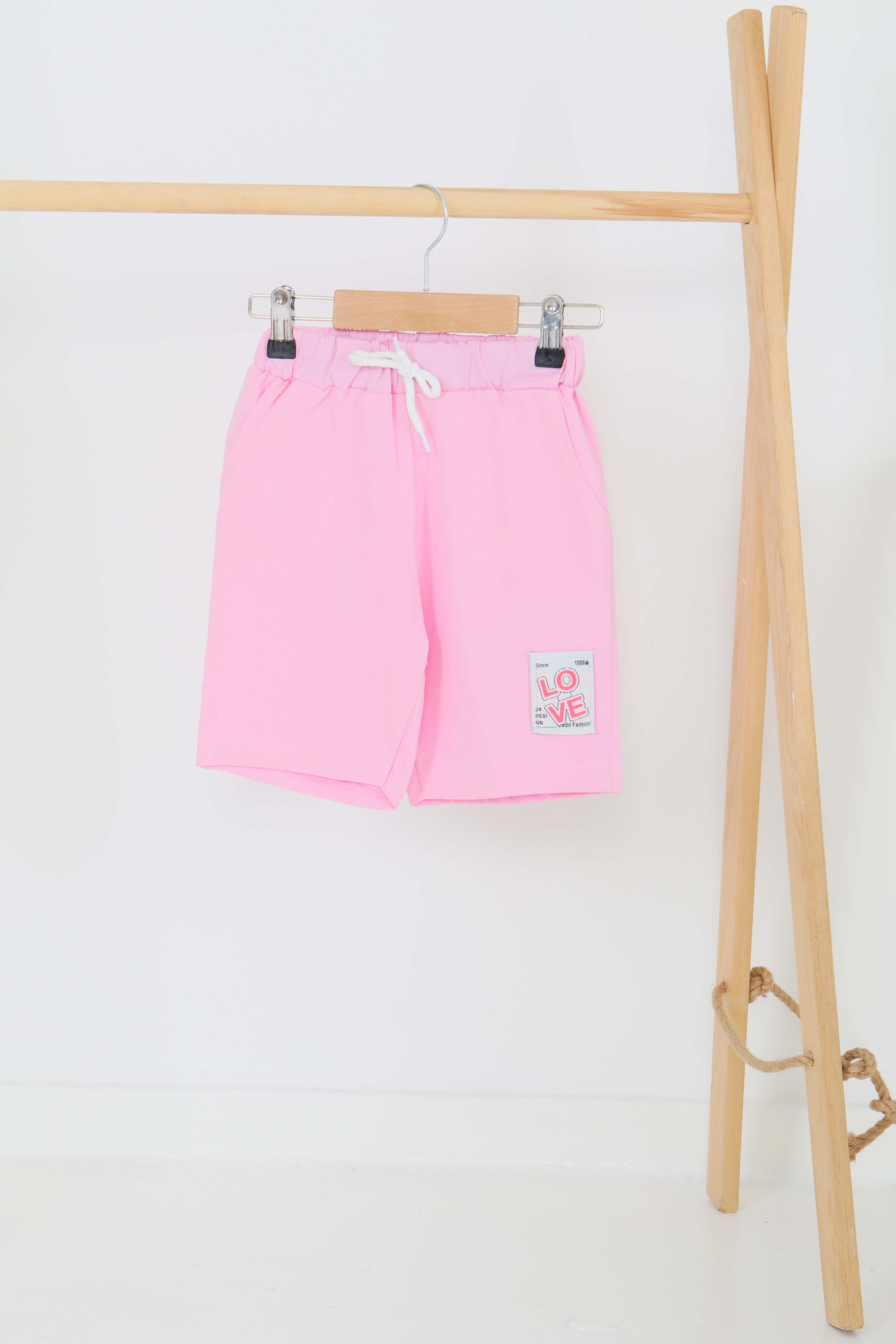 Kız Çocuk Pembe Baskılı Şort - 27332 - 1