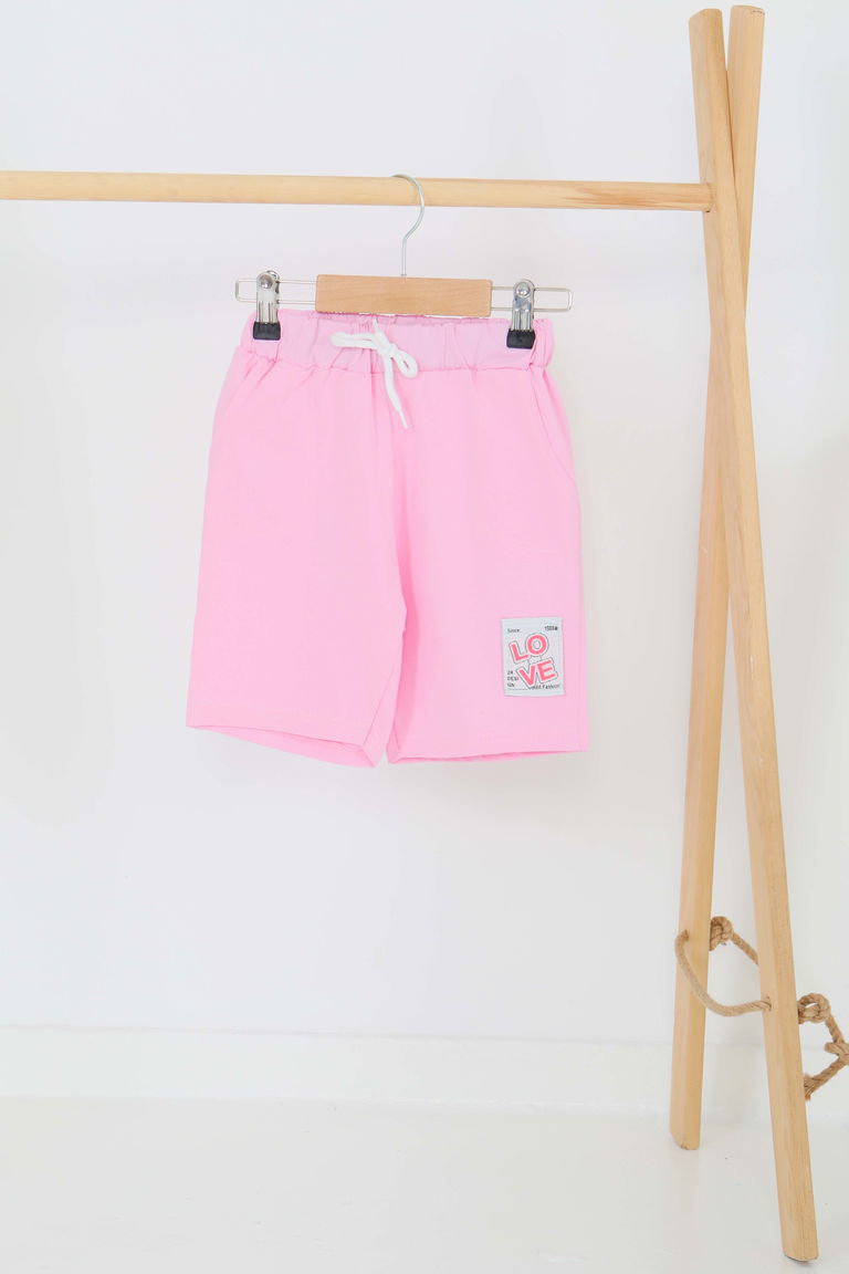 Kız Çocuk Pembe Baskılı Şort - 27332 - TOFİSA