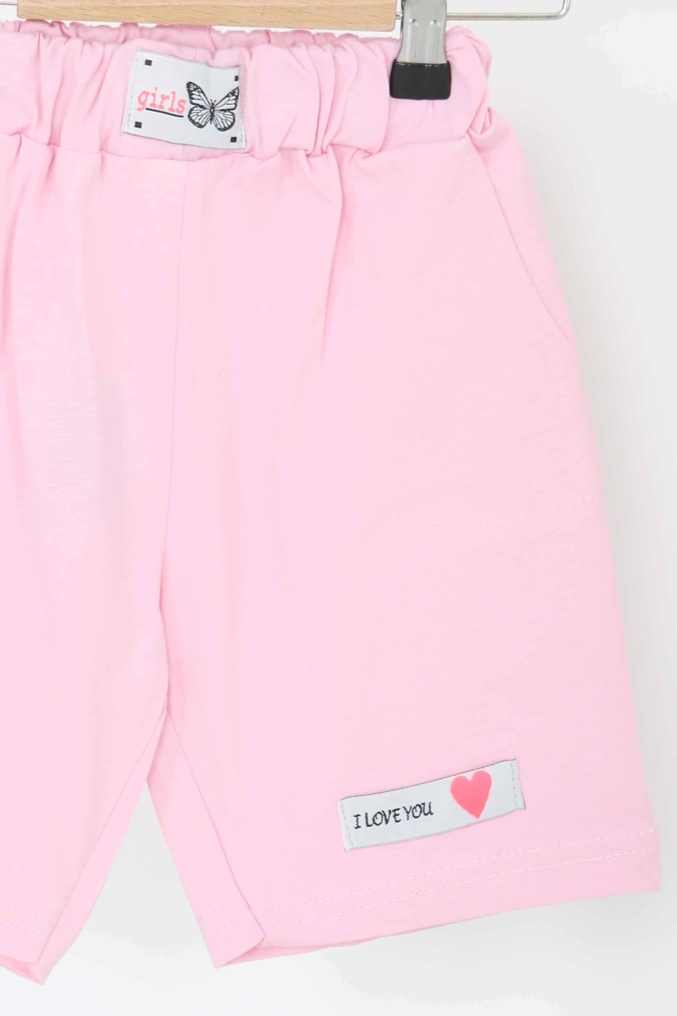 Kız Çocuk Pembe Baskılı Şort - 27333 - 2