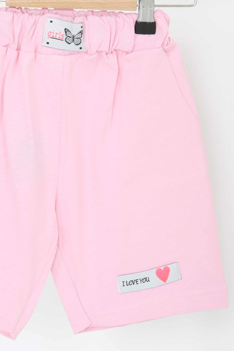 Kız Çocuk Pembe Baskılı Şort - 27333 - TOFİSA