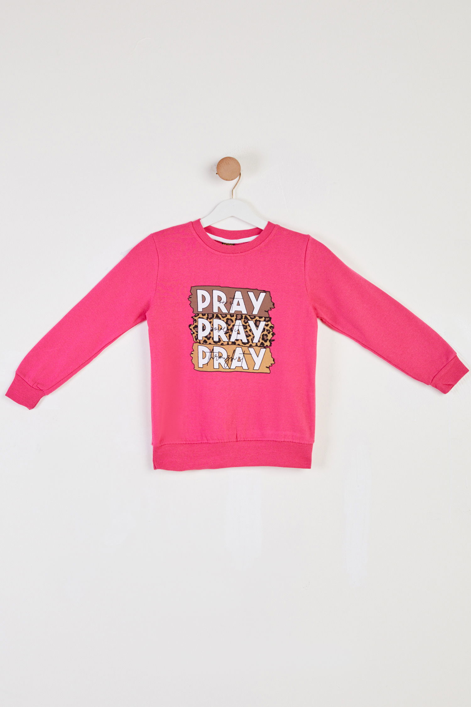 Kız Çocuk Pembe Baskılı Sweatshirt - 26442 - 1