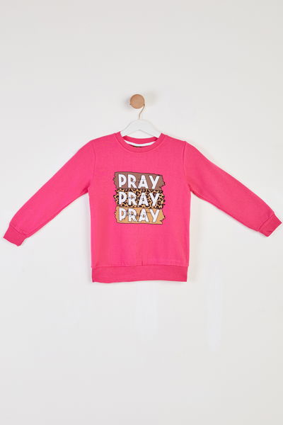 Kız Çocuk Pembe Baskılı Sweatshirt - 26442 
