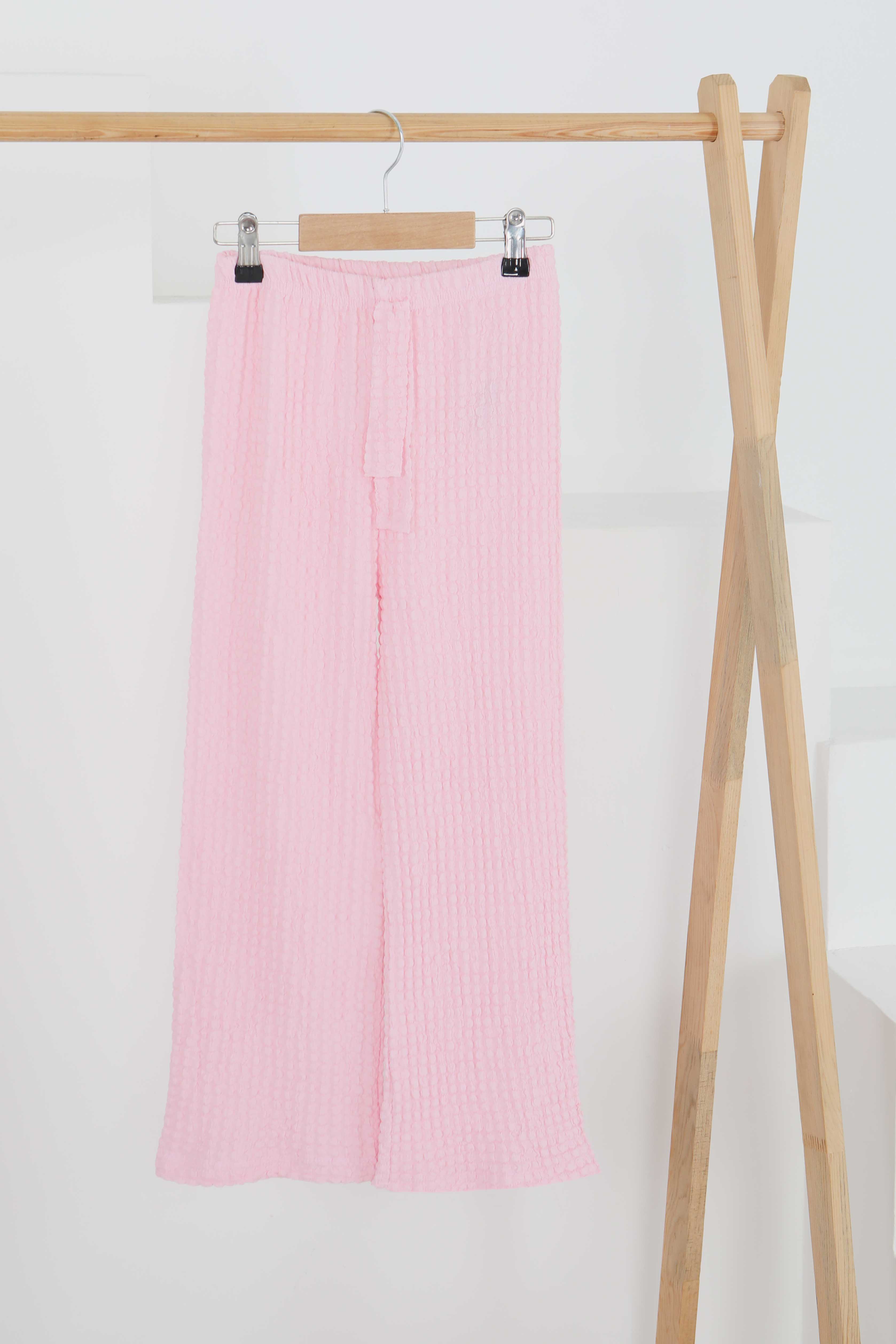 Kız Çocuk Pembe Beli Lastikli Pantolon - 27447 - 1