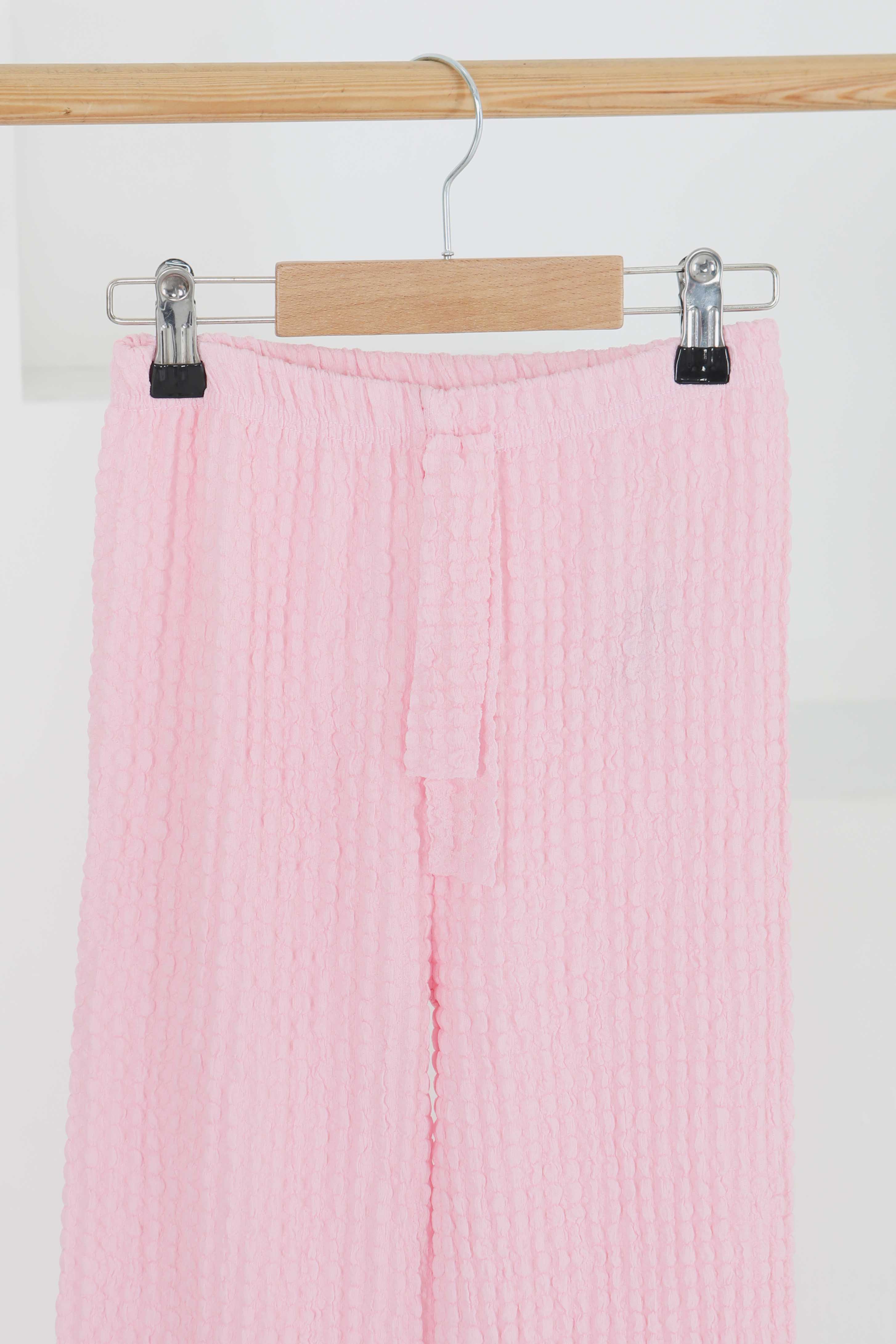Kız Çocuk Pembe Beli Lastikli Pantolon - 27447 - 2