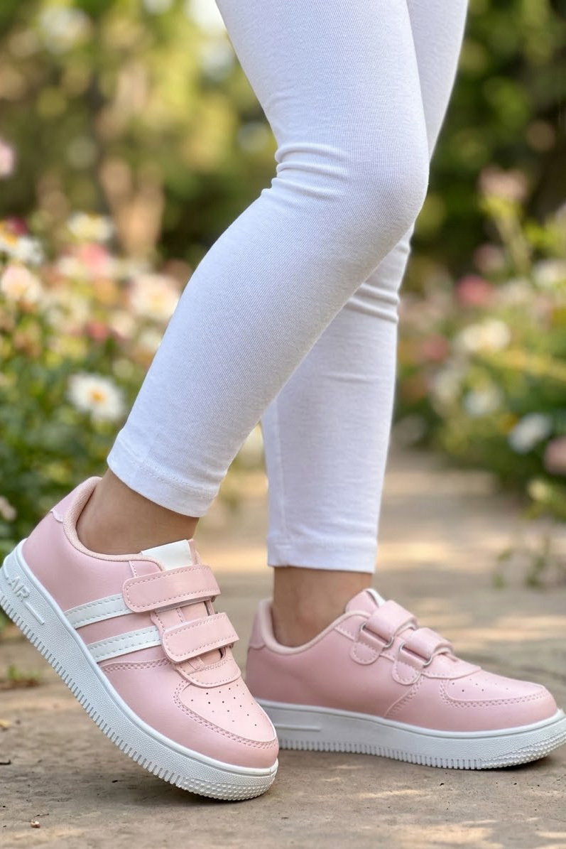 Kız Çocuk Pembe Beyaz AİR Çocuk Spor Ayakkabı - 27479-PEMBE-BEYAZ - 1