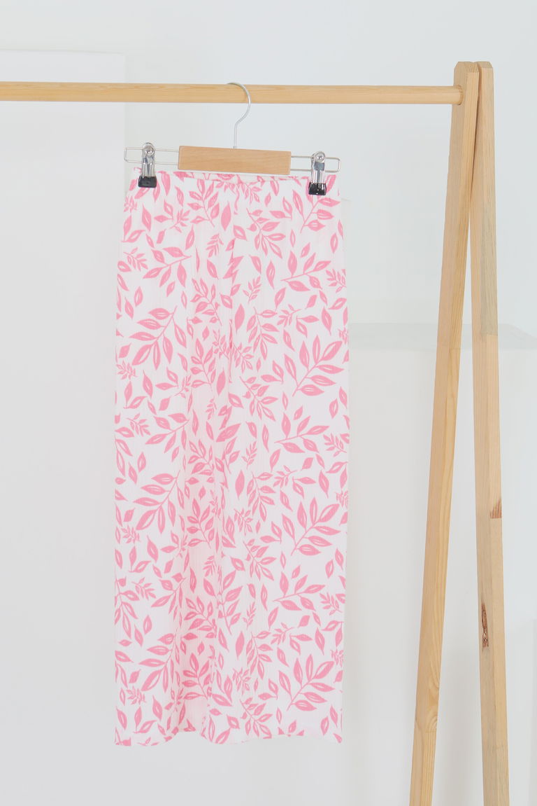 Kız Çocuk Pembe Çiçek Desenli Pantolon - 27499