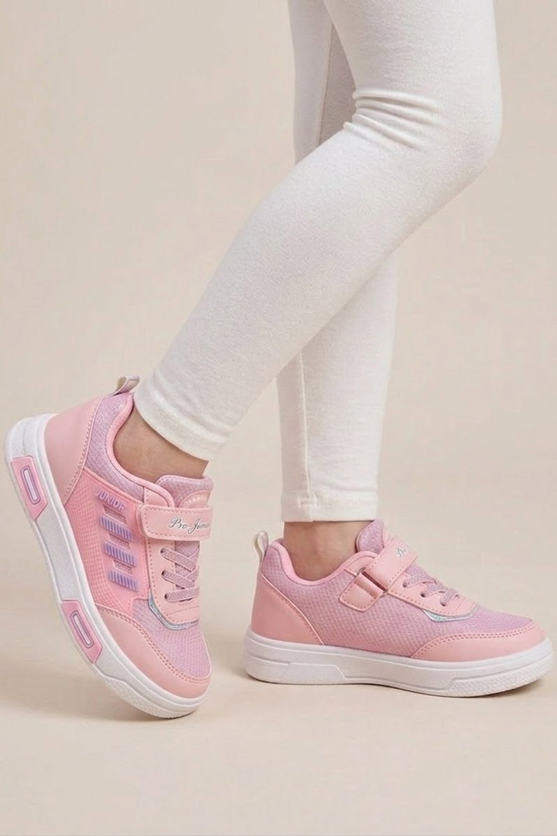 Kız Çocuk Pembe Cırtlı Çocuk Spor Ayakkabı - 28730-PEMBE - 2