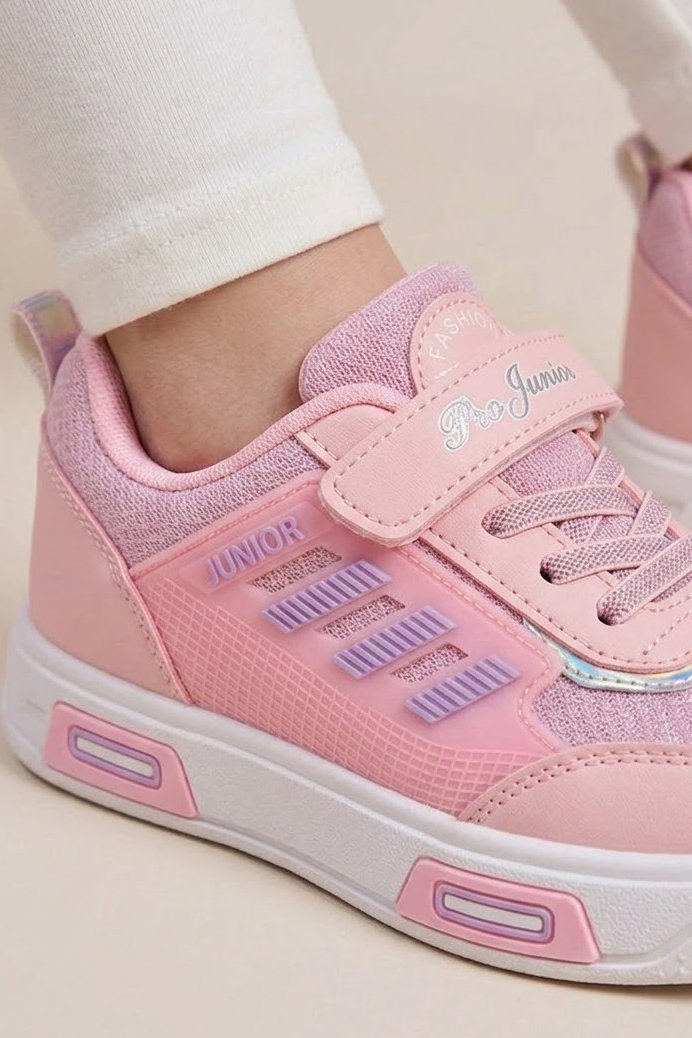 Kız Çocuk Pembe Cırtlı Çocuk Spor Ayakkabı - 28730-PEMBE - 3