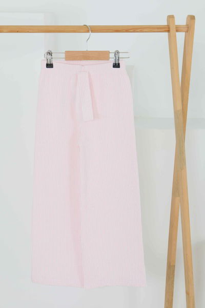 Kız Çocuk Pembe Çizgili Beli Lastikli Pantolon - 27448 