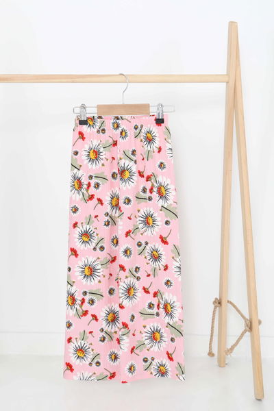 Kız Çocuk Pembe Desenli Pantolon - 27377 