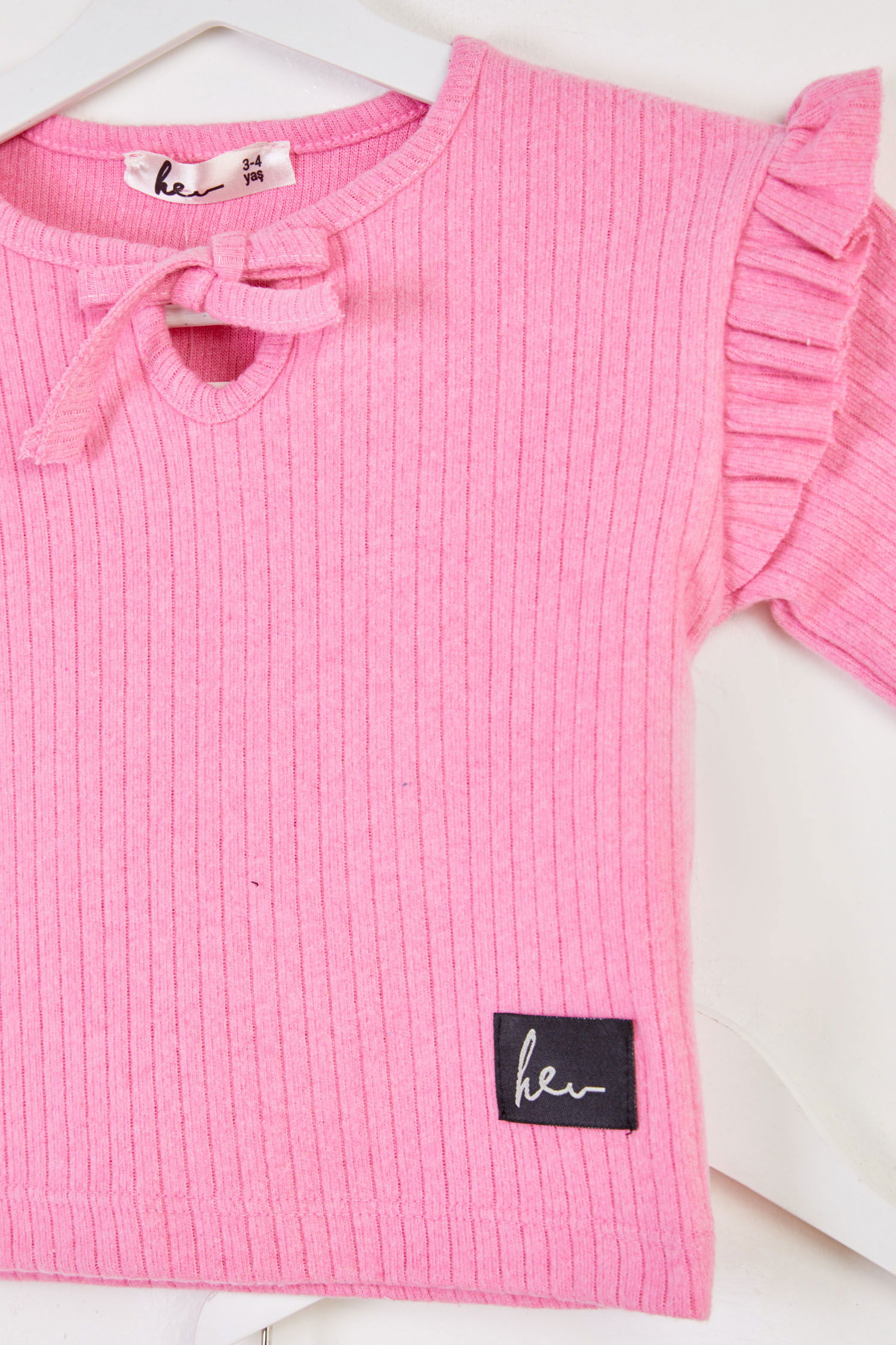 Kız Çocuk Pembe Fırfır Detaylı Takım - 26463 - 2