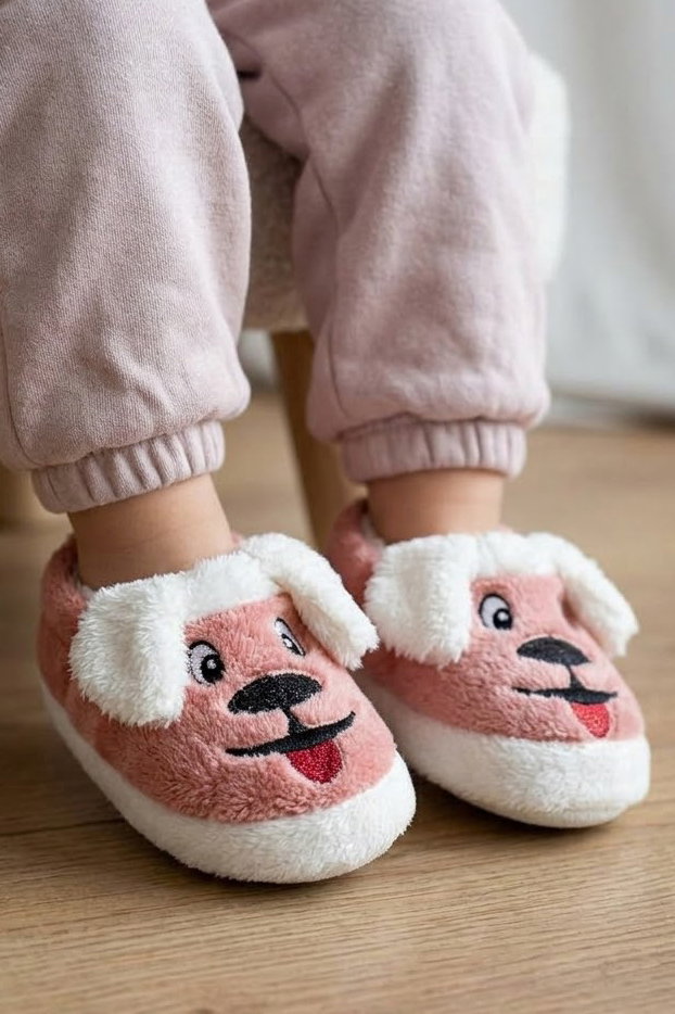 Kız Çocuk Pembe Hayvan Figürlü Çocuk Pandufu - 29174-PEMBE - 1