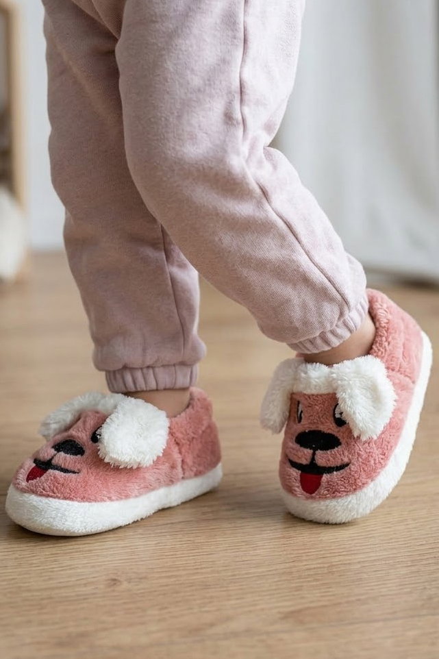 Kız Çocuk Pembe Hayvan Figürlü Çocuk Pandufu - 29174-PEMBE - 2
