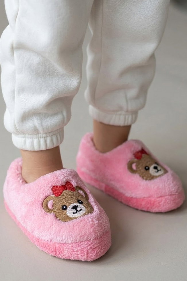 Kız Çocuk Pembe Hayvan Figürlü Çocuk Pandufu - 29179-PEMBE - 1