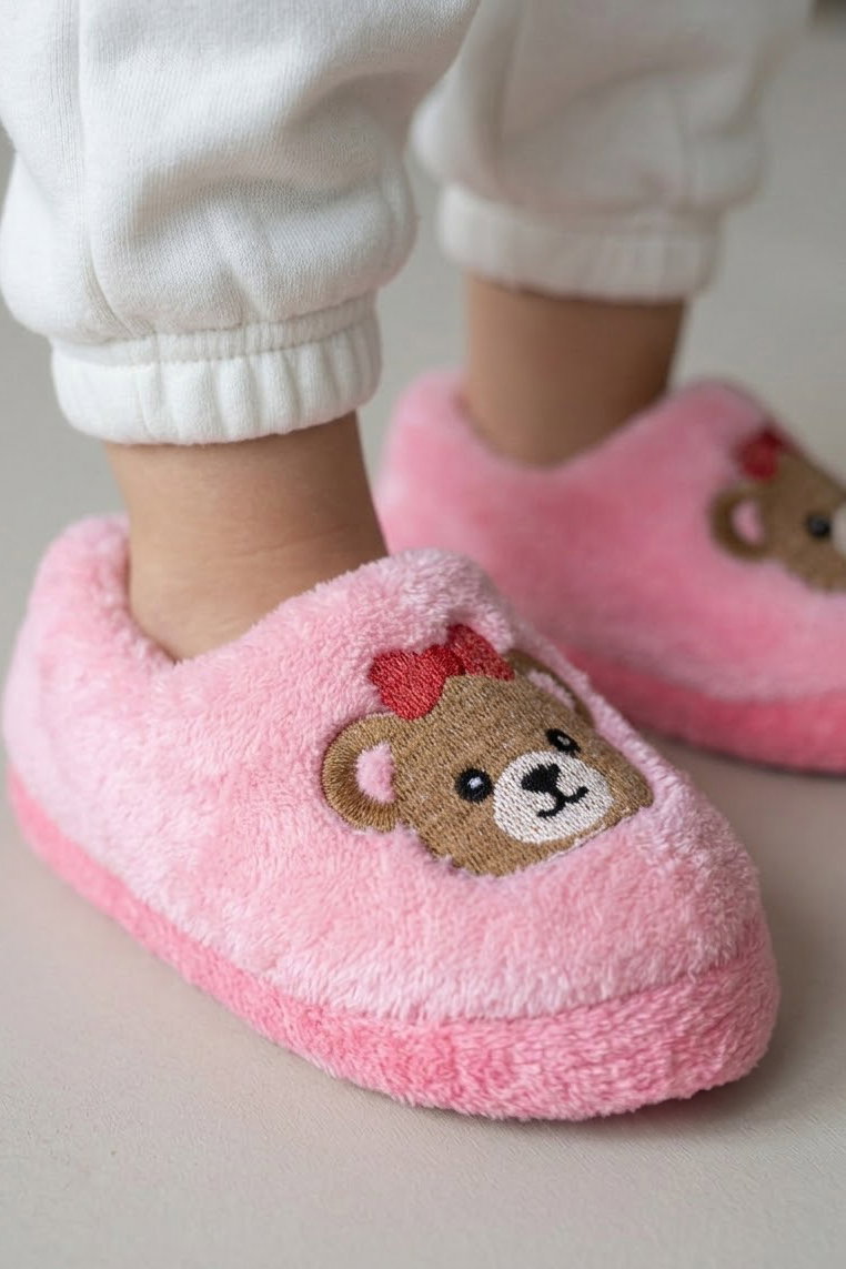 Kız Çocuk Pembe Hayvan Figürlü Çocuk Pandufu - 29179-PEMBE - 2