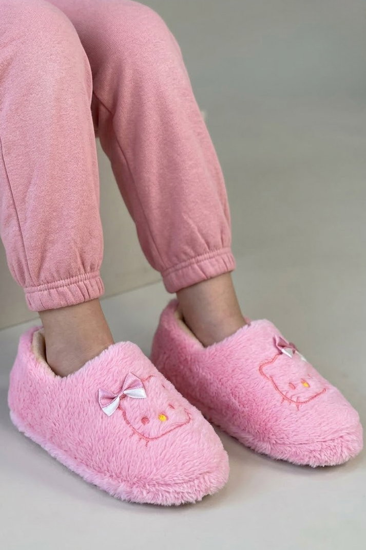Kız Çocuk Pembe Hayvan Figürlü Çocuk Pandufu - 29203-PEMBE - 1