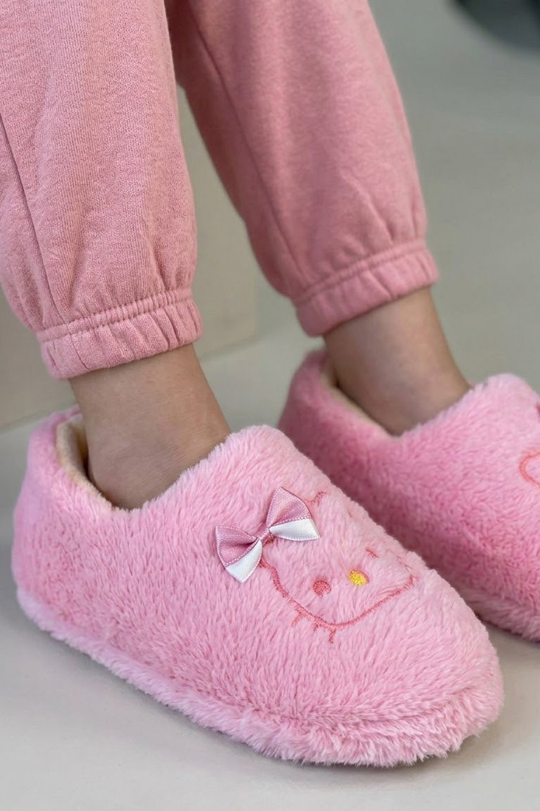Kız Çocuk Pembe Hayvan Figürlü Çocuk Pandufu - 29203-PEMBE - 2