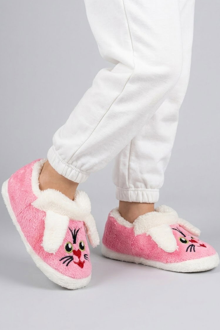Kız Çocuk Pembe Hayvan Figürlü Çocuk Pandufu - 29204-PEMBE - 1