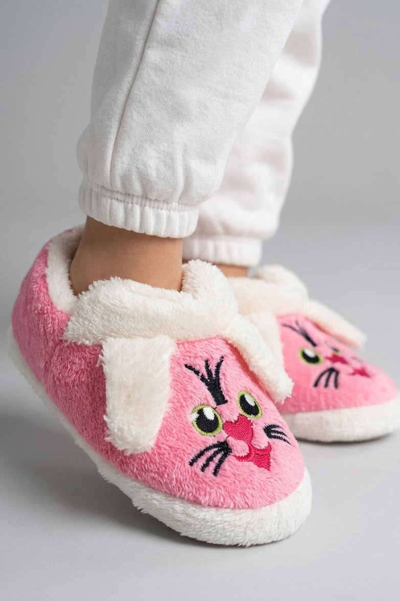 Kız Çocuk Pembe Hayvan Figürlü Çocuk Pandufu - 29204-PEMBE - 2