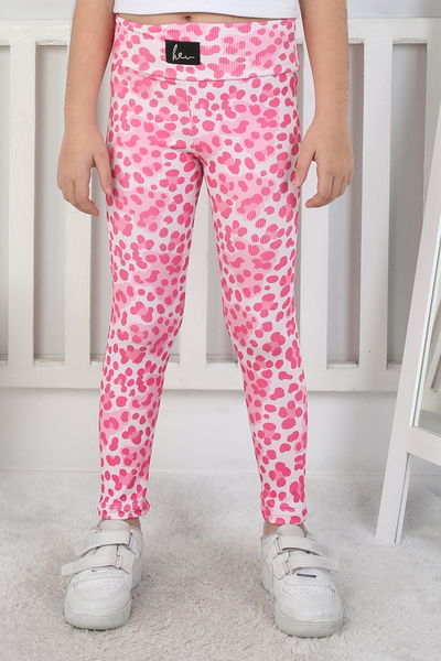 Kız Çocuk Pembe Leopar Desenli Tayt - 26802 