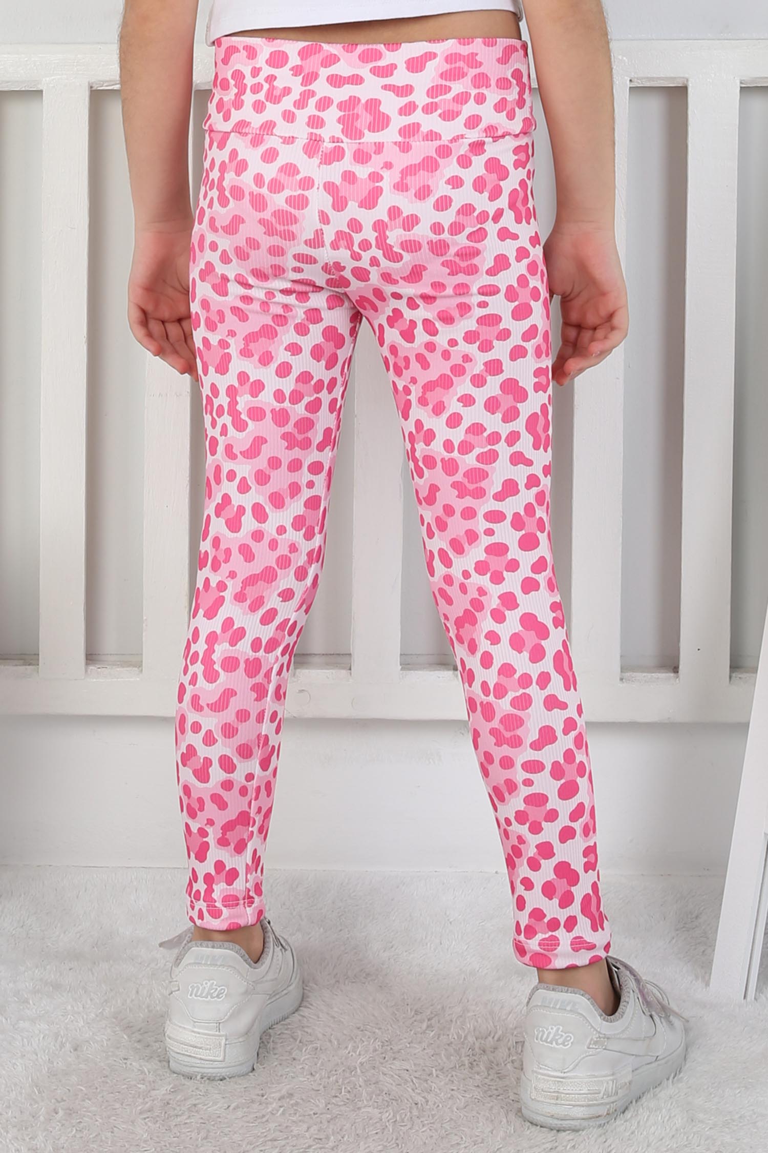 Kız Çocuk Pembe Leopar Desenli Tayt - 26802 - 4