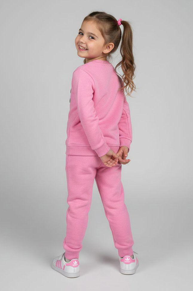 Kız Çocuk Pembe Nakışlı İki İplik Takım - 28148-PEMBE - 2