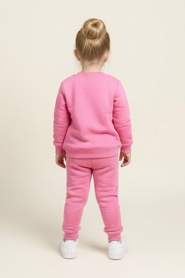 Kız Çocuk Pembe Nakışlı İki İplik Takım - 28149-PEMBE - TOFİSA