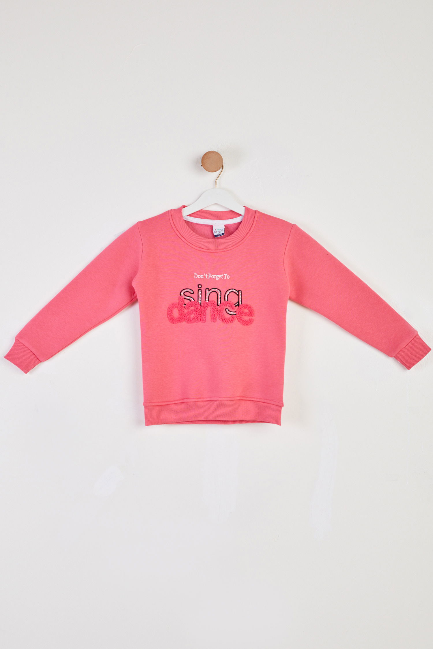 Kız Çocuk Pembe Nakışlı Sweatshirt - 26457 - 1