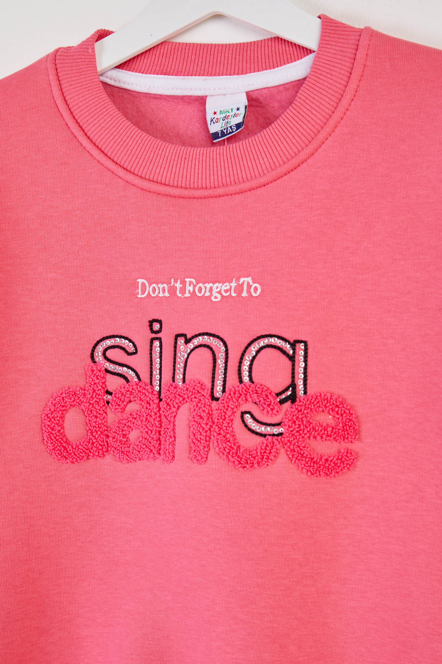 Kız Çocuk Pembe Nakışlı Sweatshirt - 26457 - 2
