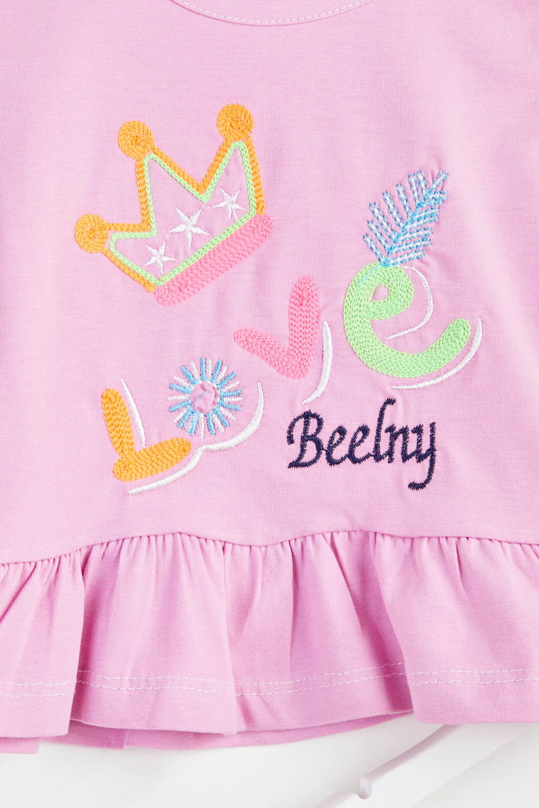Kız Çocuk Pembe Nakışlı Takımı - 24290 - TOFİSA