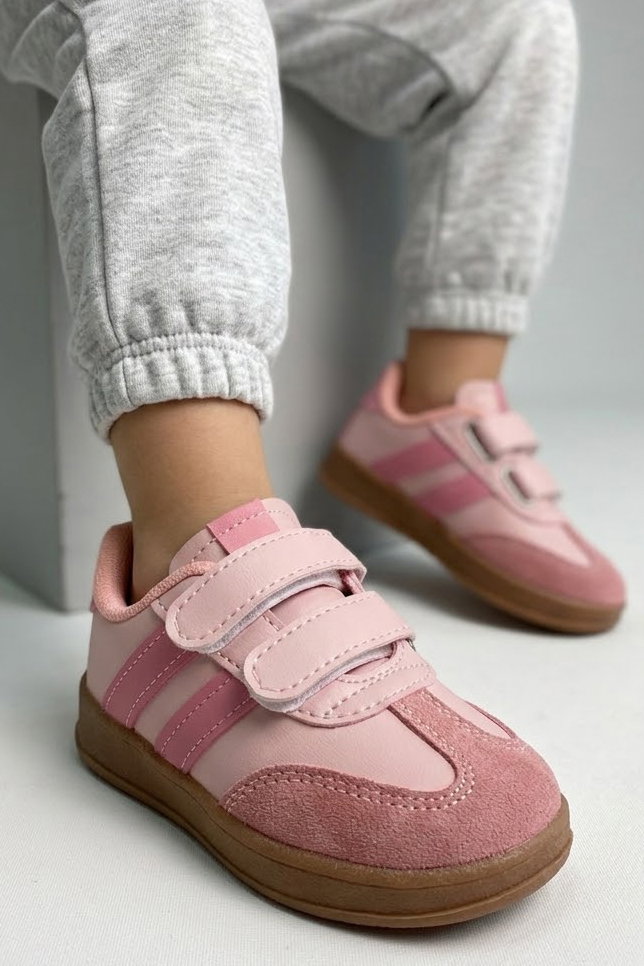 Kız Çocuk Pembe Pudra Çocuk Süet Detaylı Ayakkabı - 27481-PEMBE-PUDRA - 1