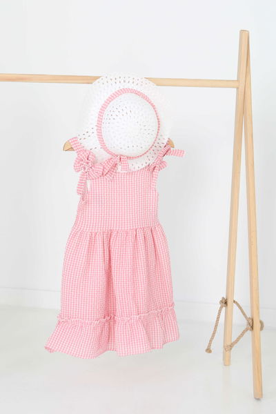 Kız Çocuk Pembe Şapkalı Elbise - 27050 
